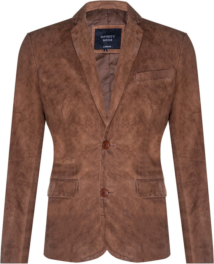 Infinity Leather Mens Blazer Suede Jacket Soft Italian Leather Coat