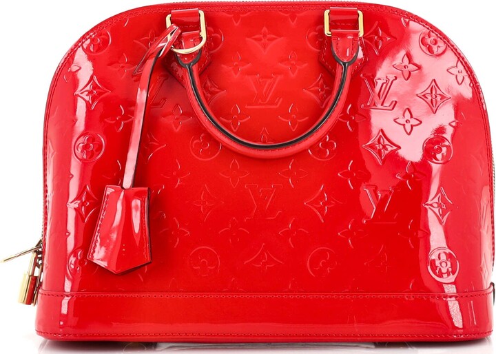Louis Vuitton Alma Fabric Interior Shoulder Bag PM Red Leather