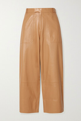 ZEYNEP ARCAY Cropped Leather Straight-leg Pants - Sand