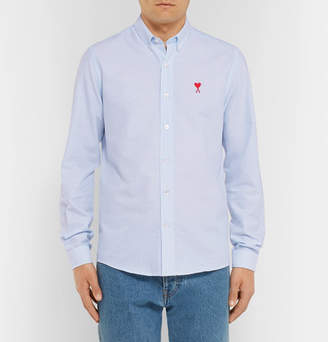 Ami Button-Down Collar Striped Cotton Oxford Shirt