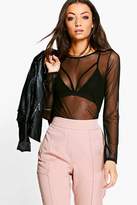 Thumbnail for your product : boohoo Tall Mesh Long Sleeve Top