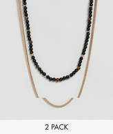 Thumbnail for your product : Aldo black beaded necklace in 2 pack
