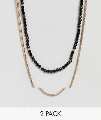 Aldo black beaded necklace in 2 pack
