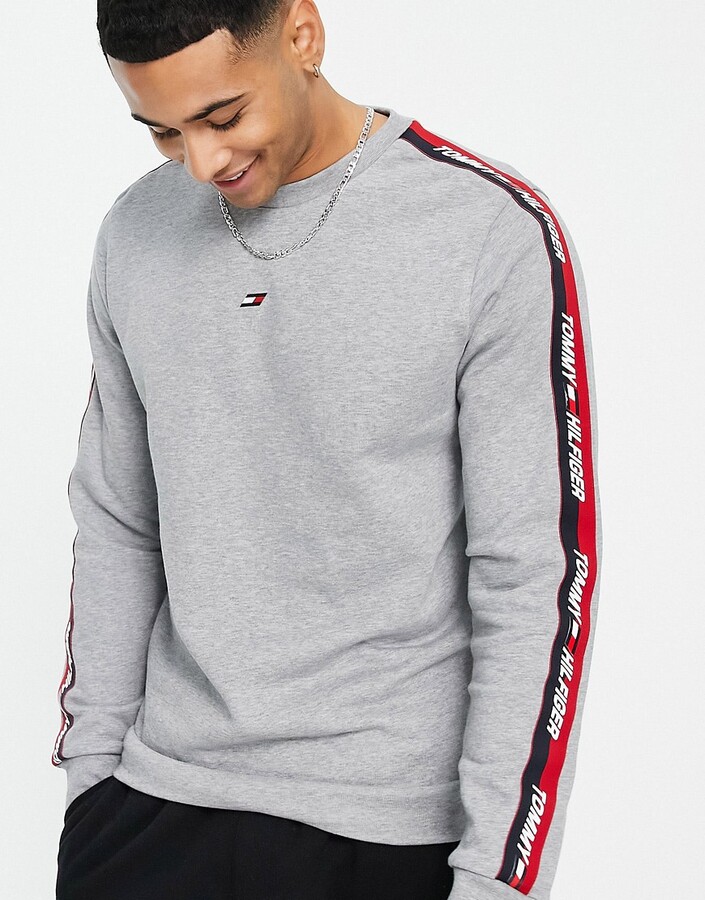 kobling Trænge ind binding Tommy Hilfiger performance sweatshirt with taping in light grey - ShopStyle  Jumpers & Hoodies