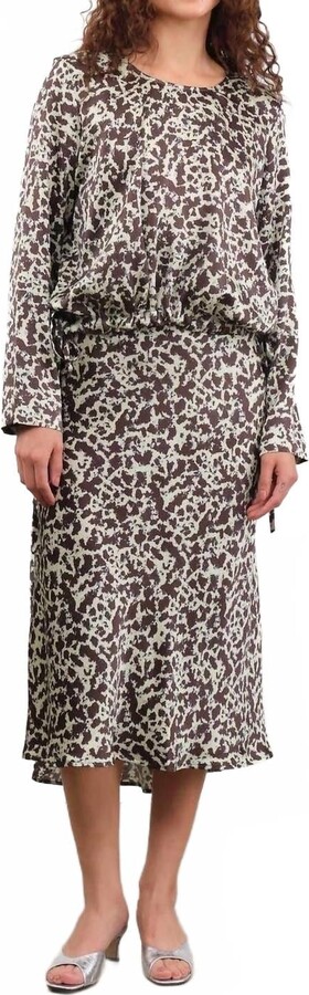 NO.6 STORE Mitta Midi Skirt In Mint Ink Blot