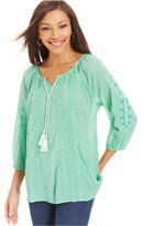 Thumbnail for your product : Style&Co. Embroidered Peasant Top