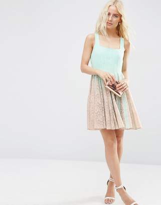 ASOS Mesh Fit And Flare Mini Skater With Lace Inserts