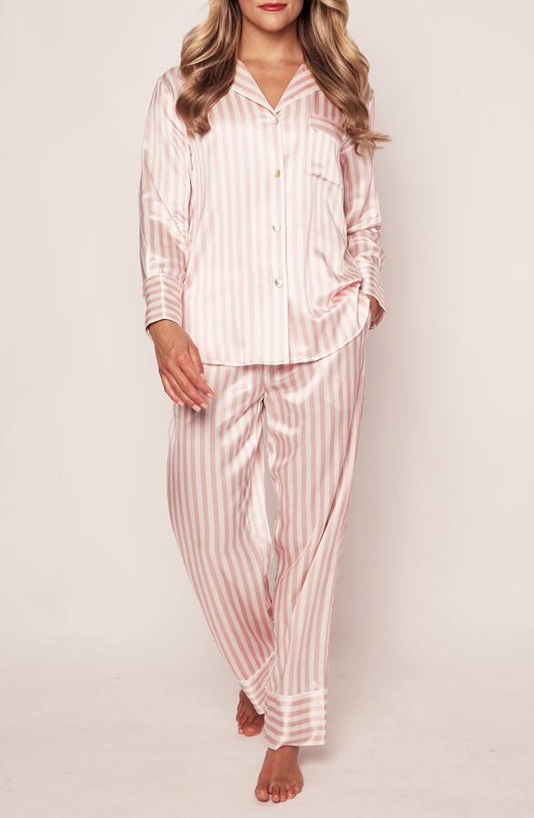 Womens Silk Striped Pajamas
