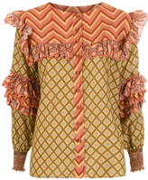 Thumbnail for your product : Framed Geometric-Print Ruffled Shirt