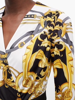 Versace Baroque-print Jersey Wrap Dress - White Multi