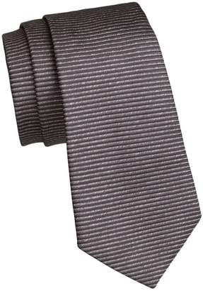 Emporio Armani Anthracite Horizonal Stripe Silk Tie