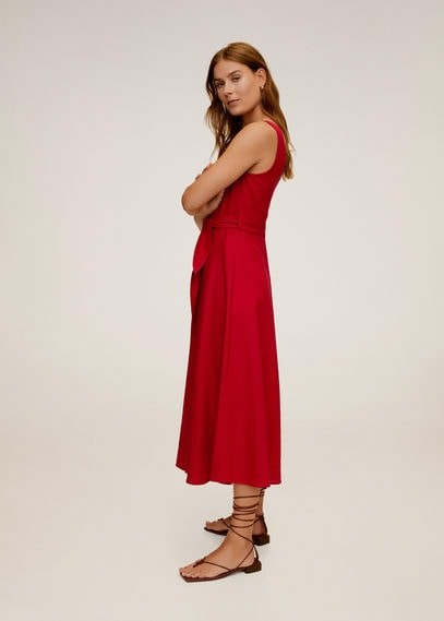 mango linen blend midi dress