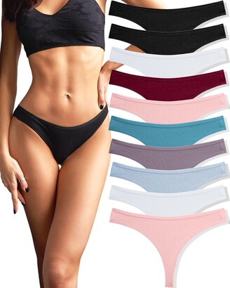 FINETOO 10 Pack Adjustable G String Thongs for Women Sexy Underwear Low  Rise Womens Thong Cotton Panties for Ladies S-XL