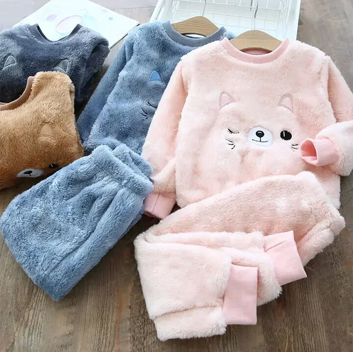 Children & apos;s Pajama Sets Bear Tops + Pants 2Pcs Kids Pajamas Winter Girl Clothing Sets 2 To 6Years Children Clothes Boys Sleepwear