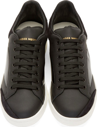 Alexander McQueen Black Leather & Suede Paneled Sneakers