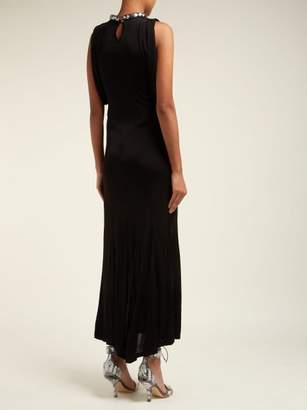 ATTICO Sequinned Slit Front Satin Dress - Womens - Black