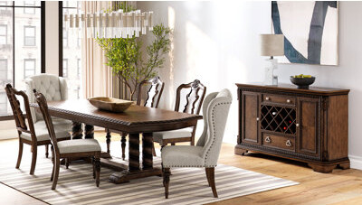 Canora Grey Delbert 7 Piece Expandable Trestle Table W/ Host Chairs