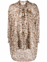 Thumbnail for your product : Bazar Deluxe Ikat Print Draped Long-Sleeve Blouse
