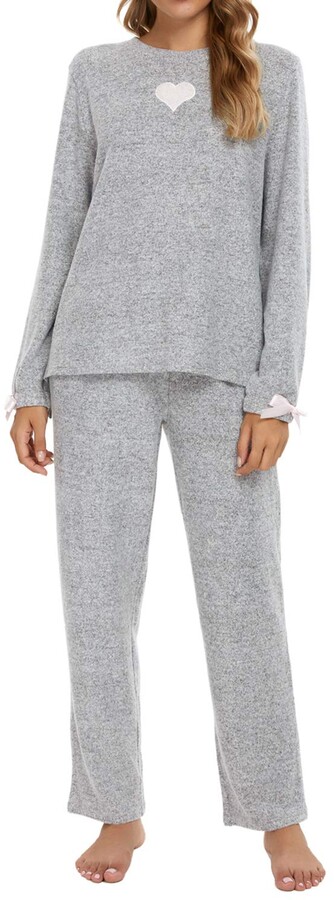 GOSO Womens Winter Fleece Pyjamas Long Sleeve Top Sleepwear Print Warm Cosy Soft Flannel Ladies Nightwear Loungewear PJS Sets 