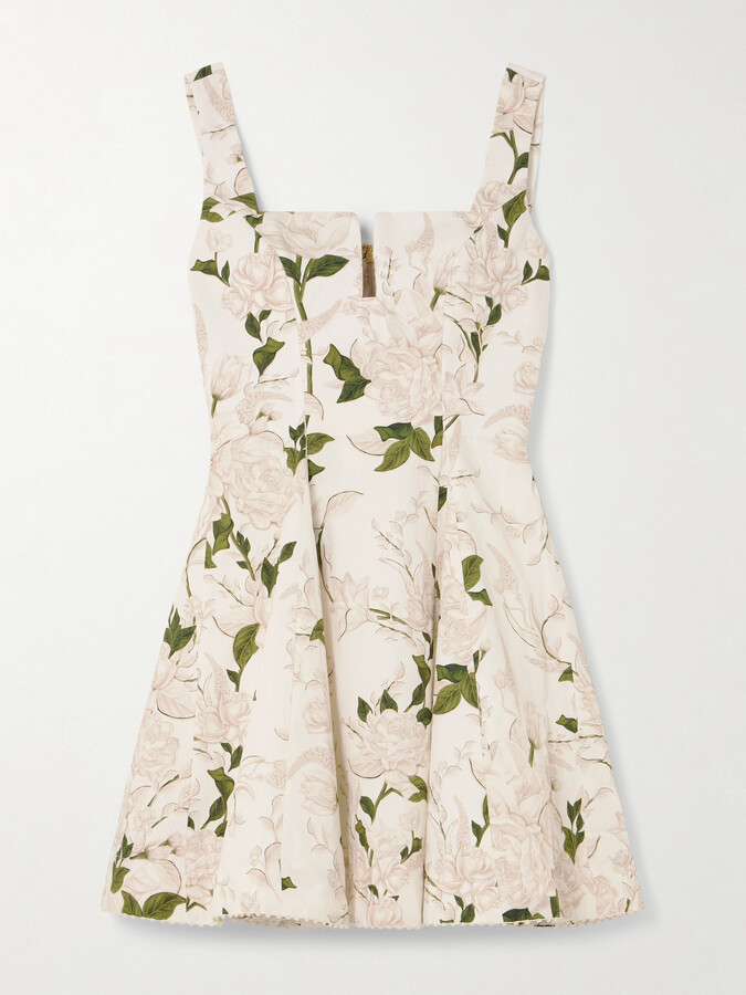Agua by Agua Bendita Gardenia Floral-print Cotton Mini Dress - White