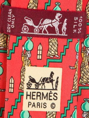 Hermes Abstract Print Silk Tie
