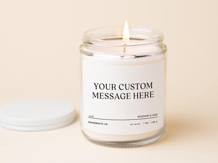 Personalized Message Candle, Create Your Own Custom Candle Gift, Company Logo Bulk Corporate Gift F59