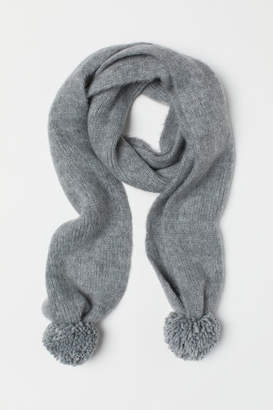 H&M Scarf with Pompoms - Gray