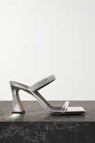 Thumbnail for your product : Giuseppe Zanotti Vanilla Crystal-embellished Metallic Leather And Pvc Mules - Silver