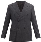 Thumbnail for your product : Caruso Double-breasted Peak-lapel Pinstriped Wool Jacket - Grey