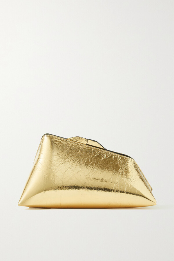 8.30 PM large leather-trimmed satin clutch