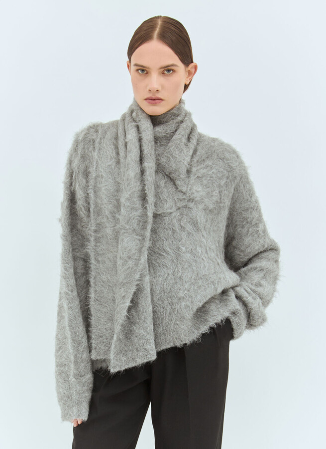 Totême Draped-scarf Sweater - Woman Knitwear Grey Xs