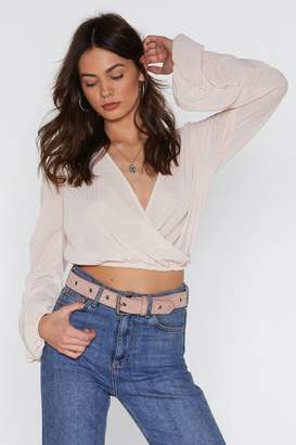 Nasty Gal Womens Take A Wrap Ruched Cropped Blouse - Beige - 10, Beige