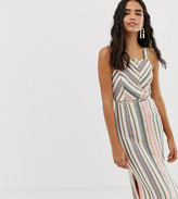 Thumbnail for your product : Miss Selfridge linen midi dress with button detail in stripe