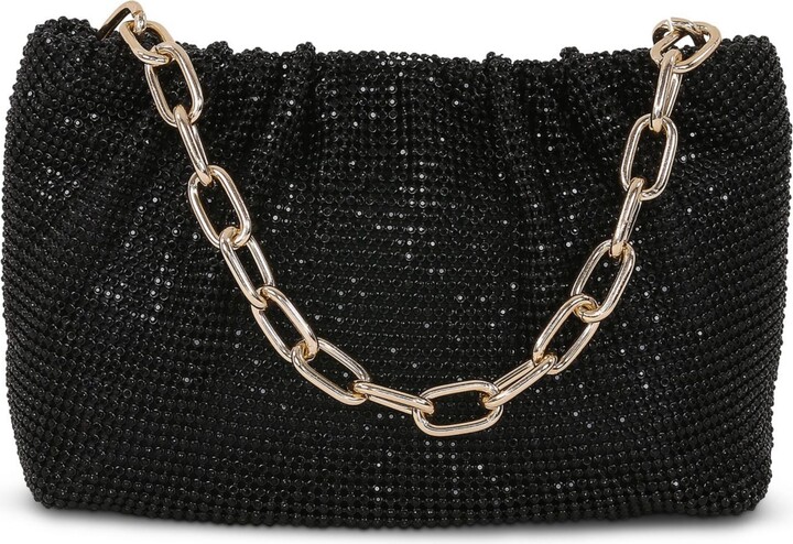 Badgley Mischka Woman's Vivienne Pleated Crystal Mesh Pouch