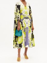 Thumbnail for your product : Valentino Arazzo-print Silk Midi Cape Dress - Green Print