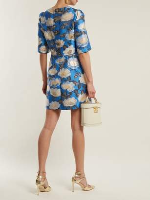 Dolce & Gabbana Floral Jacquard Silk Blend Dress - Womens - Blue Multi