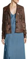 Thumbnail for your product : Haute Hippie Blondie Open Lace-Back Leather Jacket