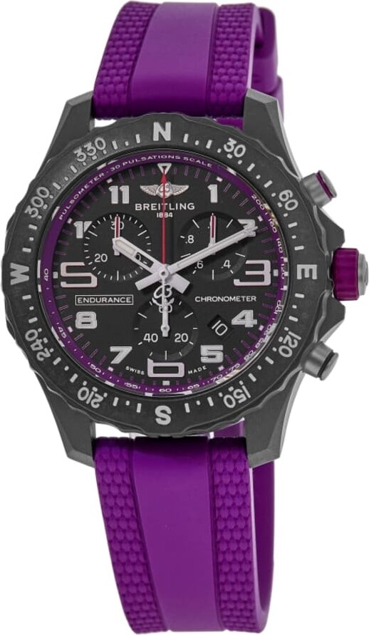 Breitling Endurance Pro 38 Quartz Chronograph Black Dial Breitlight Purple Rubber Strap Unisex Watch X83310F61B1S1