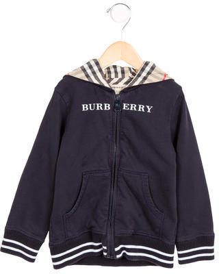 Burberry Boys' Logo Print Nova Check-Accented Sweatshirt