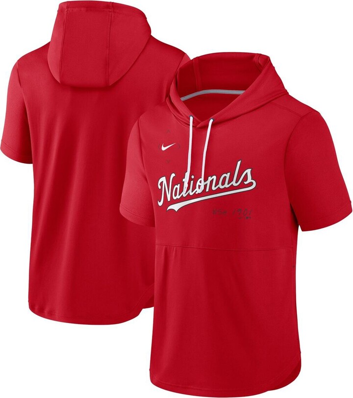 Men's Nike Red Washington Nationals Springer Short Sleeve Team Pullover Hoodie