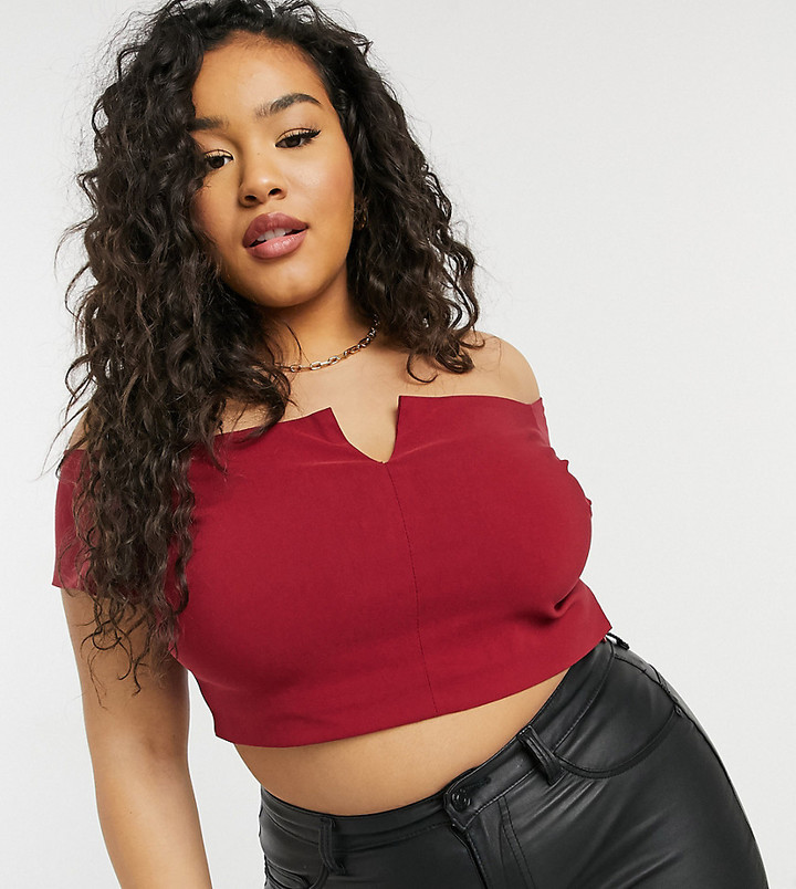 red off shoulder top plus size