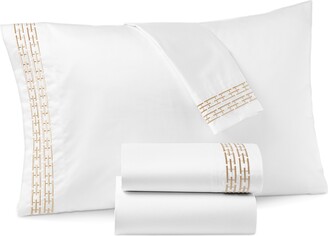 Hotel Collection Chain Links Embroidered 100% Pima Cotton 4-Pc. Sheet Set, Queen, Created for Macy's