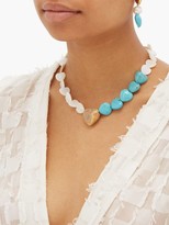 Thumbnail for your product : Timeless Pearly Timeless Pearly - Quartz & Mother-of-pearl Heart Choker - Blue