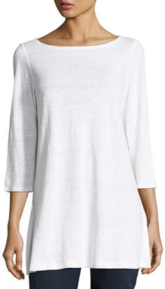 Eileen Fisher Petite 3/4-Sleeve Organic Linen Jersey Tunic