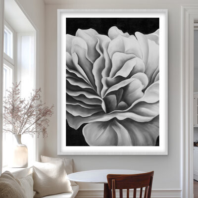 Lark Manor Beautiful Black and White Flower | Office Black Framed Print