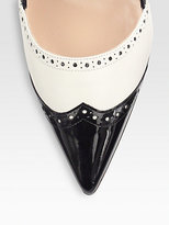 Thumbnail for your product : Manolo Blahnik Agata Leather & Patent Leather Spectator Pumps
