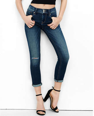Express distressed mid rise cuffed cropped jean legging