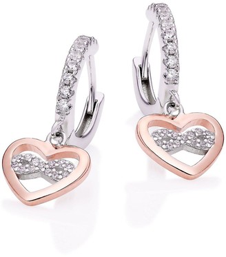 Beaverbrooks Silver Rose Gold Plated Cubic Zirconia Heart Charm Hoop  Earrings - ShopStyle