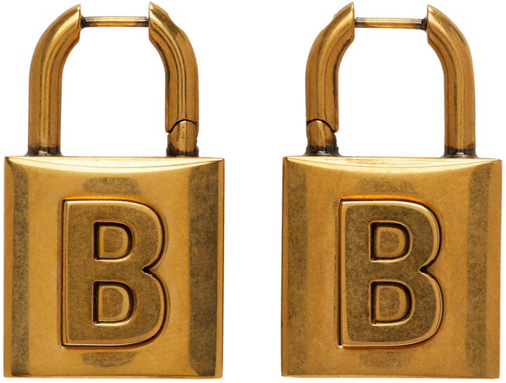 Balenciaga Gold Small Lock Earrings ShopStyle