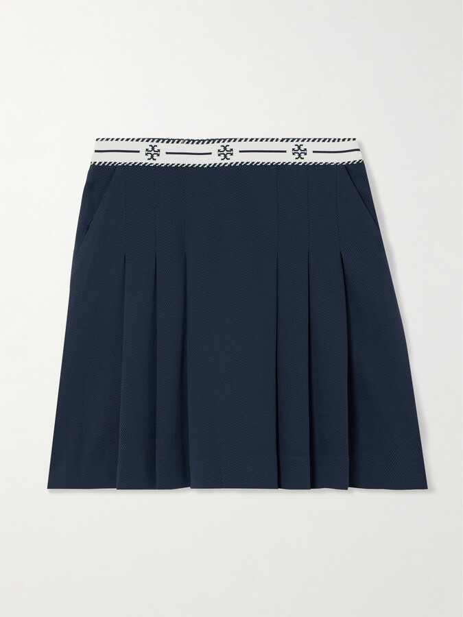 TORY SPORT - Jacquard-trimmed Twill Golf Skirt - Blue